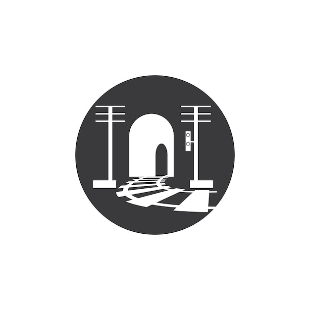 Spoor met tunnel logo pictogram vector ontwerpsjabloon