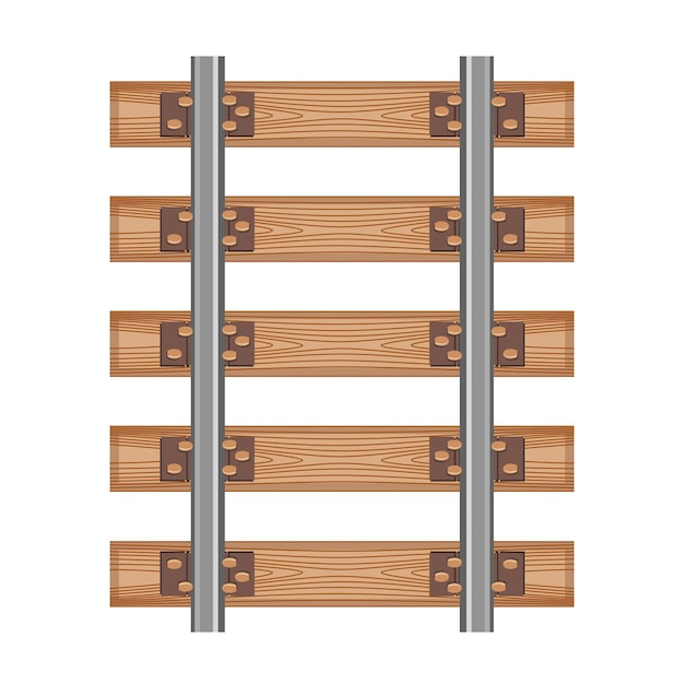 Vector spoorweg weg hout gedetailleerde bovenaanzicht rails