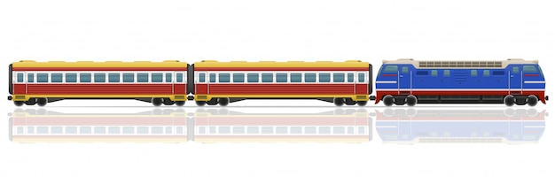 Spoorwegtrein met locomotief en wagens vectorillustratie