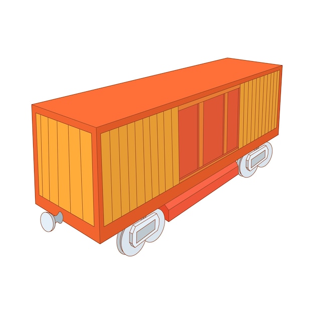 Spoorwegvrachtcontainer icoon in cartoon stijl op een witte achtergrond