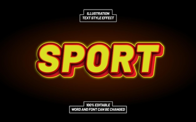 Вектор Эффект редактируемого текста sport 3d bold