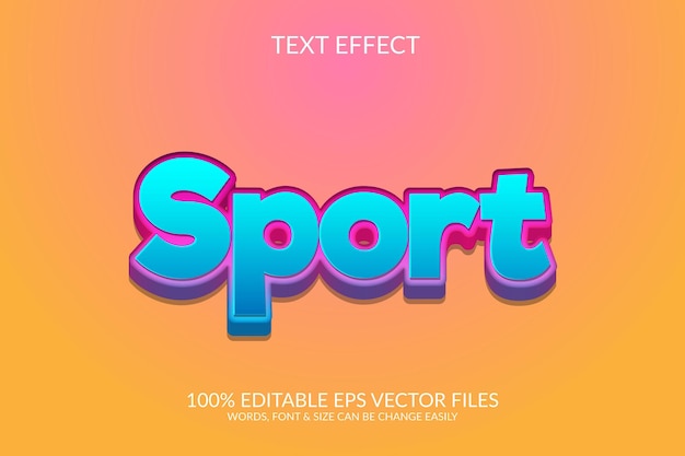 Sport 3D editable vector eps text effect illustration template design