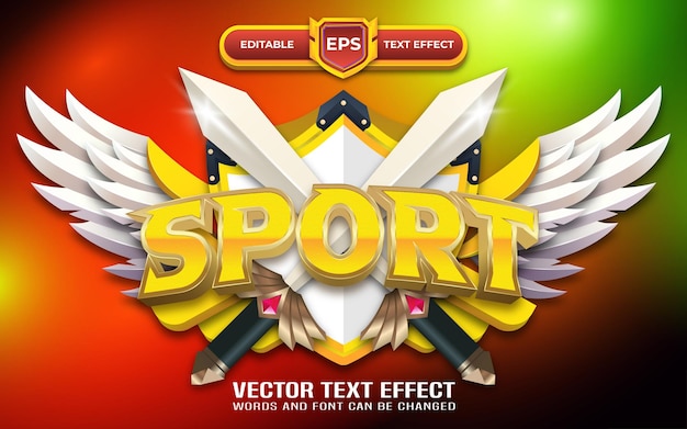 Sport 3d-game-logo met bewerkbaar teksteffect