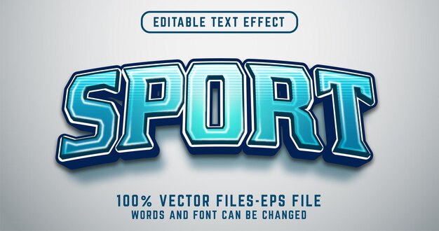 Sport 3d text effect. editable text with glossy style premium vectors