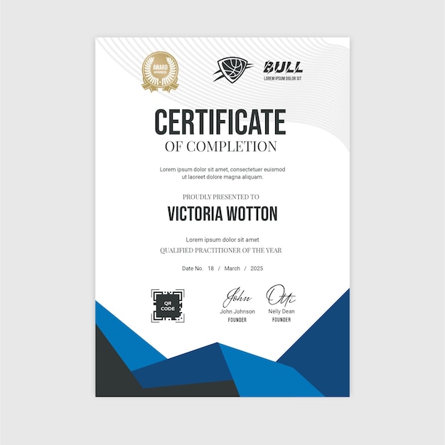 Шаблон сертификата о спортивных достижениях в векторе V3