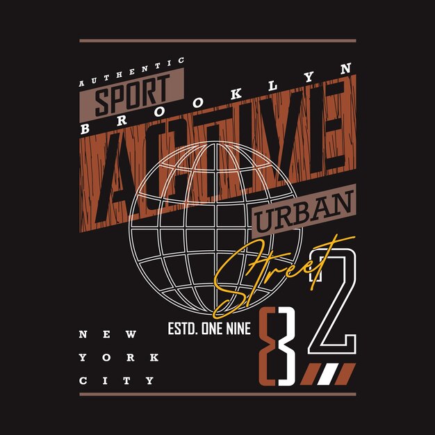 Vector sport actieve letters grafische typografie vector t shirt design illustratie goed voor casual stijl