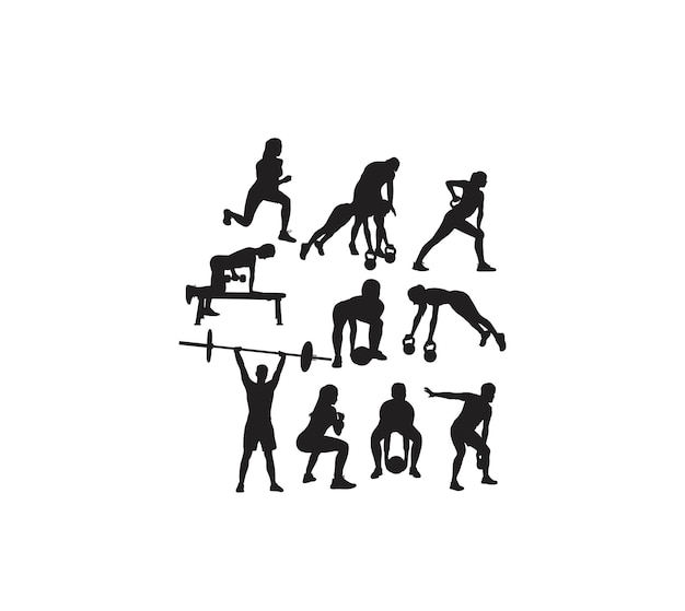 Sport Activity Gym and Fitness Silhouette art vector design