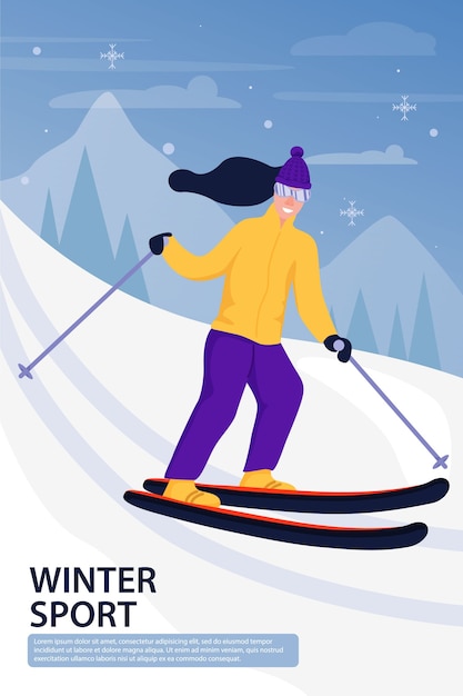 Sport activity illustration with skier.