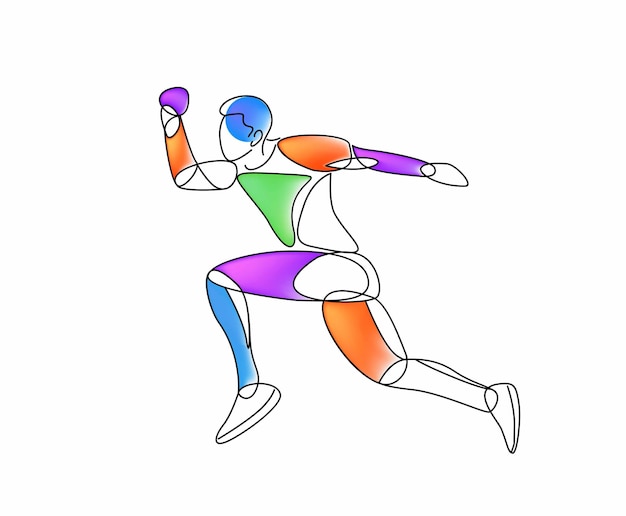 Sport and activity man runner jogger running isolated line art drawing, Vector Illustration.