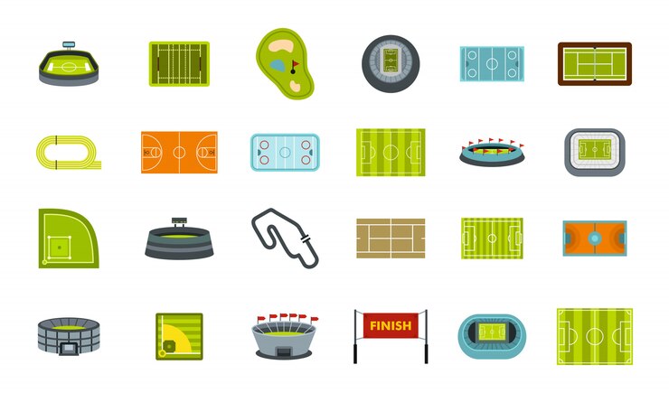 Vector sport arena icon set. flat set of sport arena vector icons collection isolated