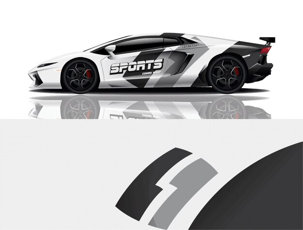 Sport auto sticker warp ontwerp vector