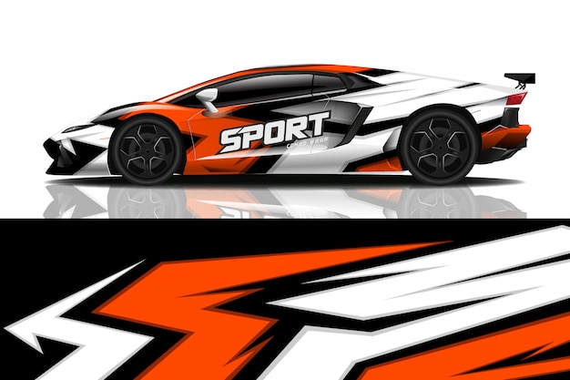 Sport auto sticker wrap ontwerp