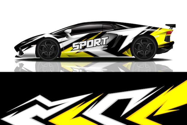 Sport auto sticker wrap ontwerp