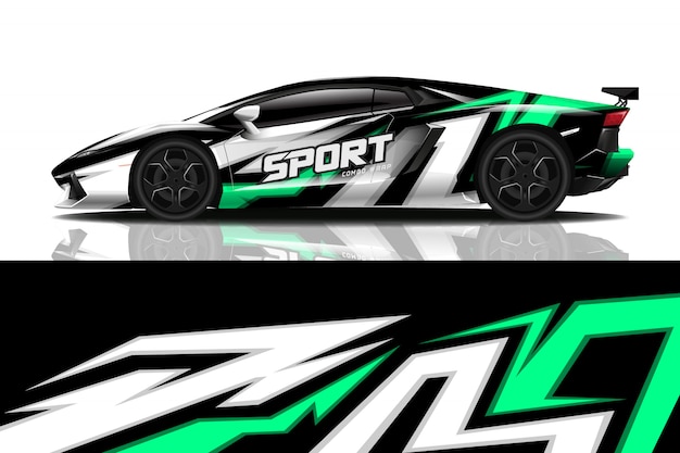 Sport auto sticker wrap ontwerp