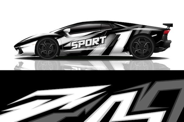 Sport auto sticker wrap ontwerp