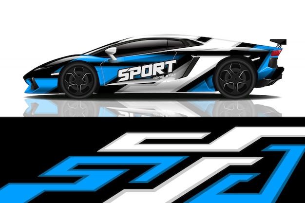 Sport auto sticker wrap ontwerp