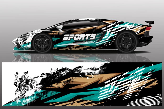 Sport auto sticker wrap ontwerp