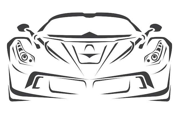 Sport auto vooraanzicht overzicht clipart logo silhouet 2 vector