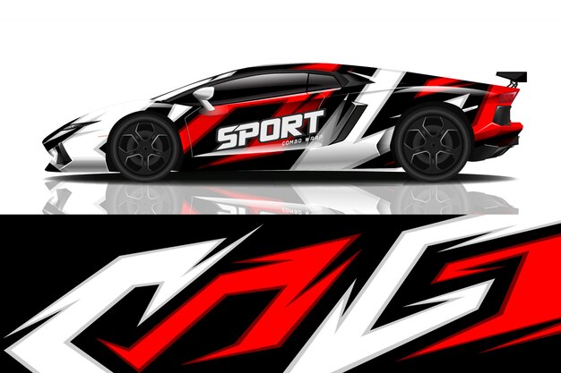 Sport auto wrap sticker ontwerp