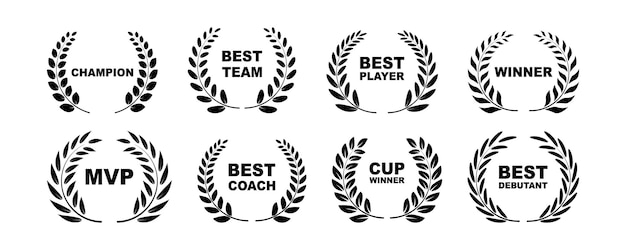 Vector sport awards and best nominee award wreaths on white background laurel wreath icon symbol of victory achievement honor quality product or success vector illustration
