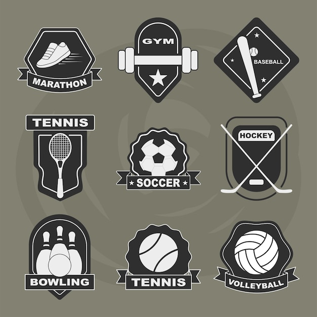 Vector sport badges set icons