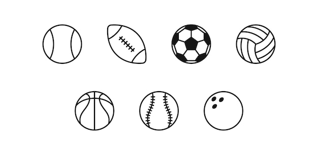 Vector sport bal icon set tennis rugby voetbal volleybal basketbal honkbal bowling vector eps 10