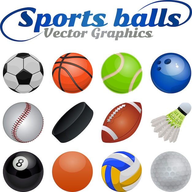 Vector sport ballen voetbal basketbal tennis bowling honkbal hockey voetbal badminton biljart en meer