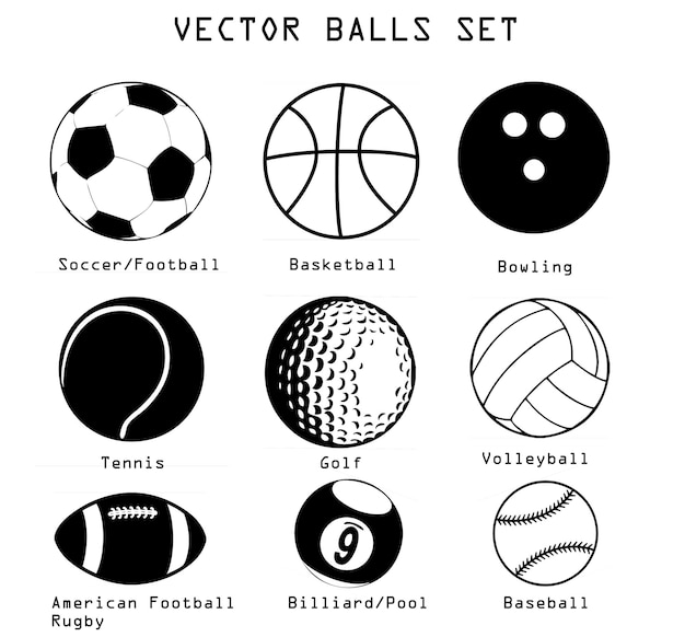 Vector sport balls illustration set