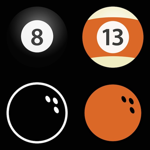 Sport balls vector set billiard