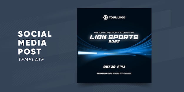 Sport Banner for Social Media Template in Blue.