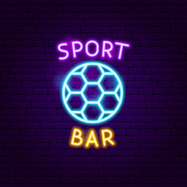 Sport Bar Ball Neon Label. Vectorillustratie van Pub-promotie.