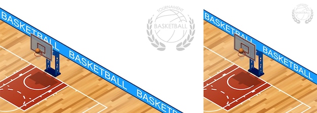 sport basketbalveld met bord hoepel en bal voor banner Achtergrond basketbal speeltuin bovenaanzicht Sportveld voor actieve recreatie Vector