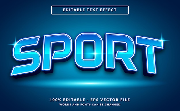 Sport blue light color 3d editable text effect template style