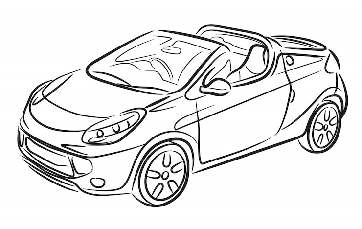 Vector sport cabrio hand getrokken. auto schets.