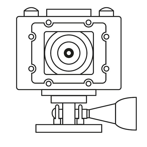 Экшн-камера спортивной камеры изолирована на белом фоне векторная иллюстрация в линейном стиле