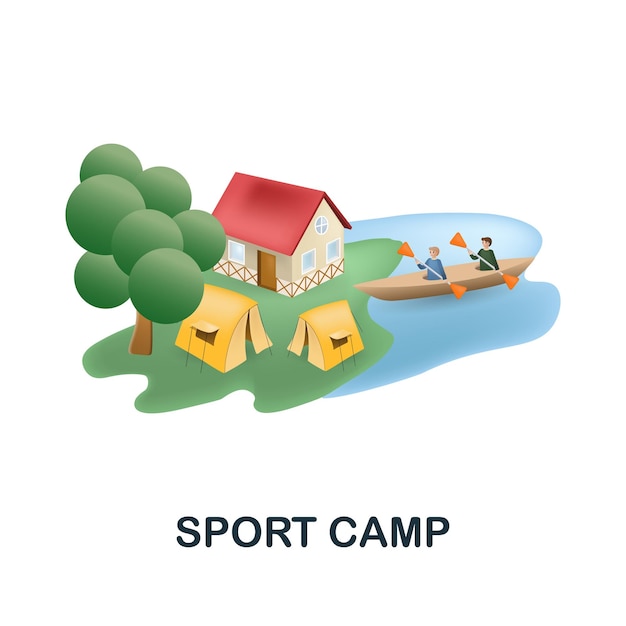 Значок спортивного лагеря 3d иллюстрация из коллекции курортов Creative Sport Camp 3d значок для шаблонов веб-дизайна инфографика и многое другое