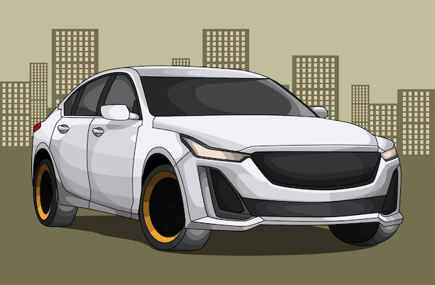 Вектор Дизайн иллюстрации шаржа спортивного автомобиля