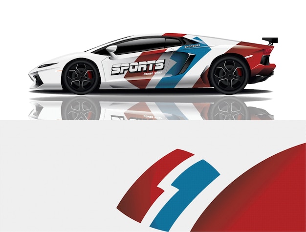 Sport car decal warp design vector