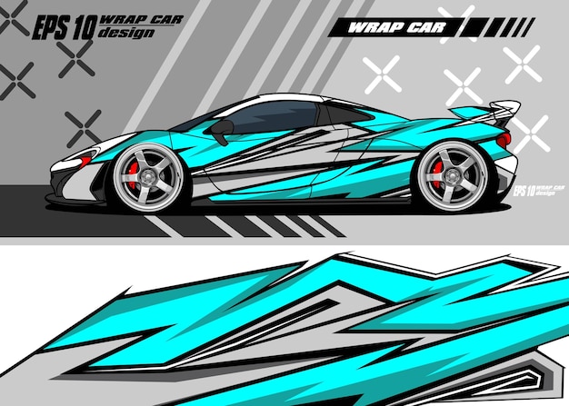 Sport car decal wrap design vector Premium luxury