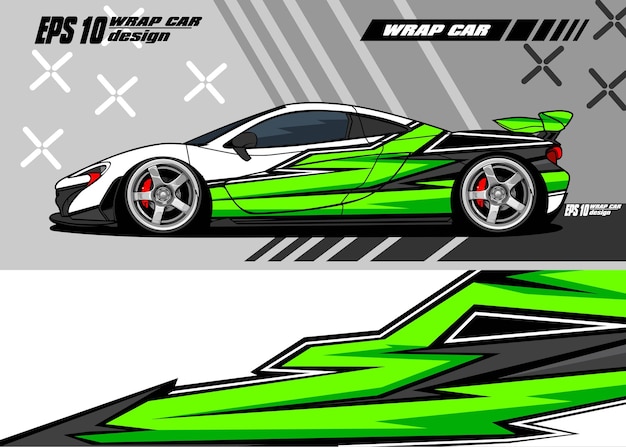 Sport car decal wrap design vector premium vector