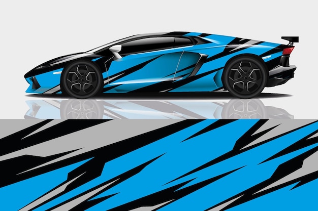 Вектор дизайна упаковки спортивных автомобильных наклейки