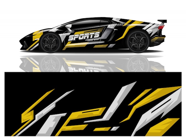 sport car decal wrap design vector