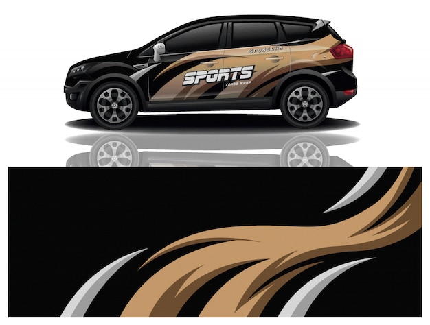 sport car decal wrap design vector