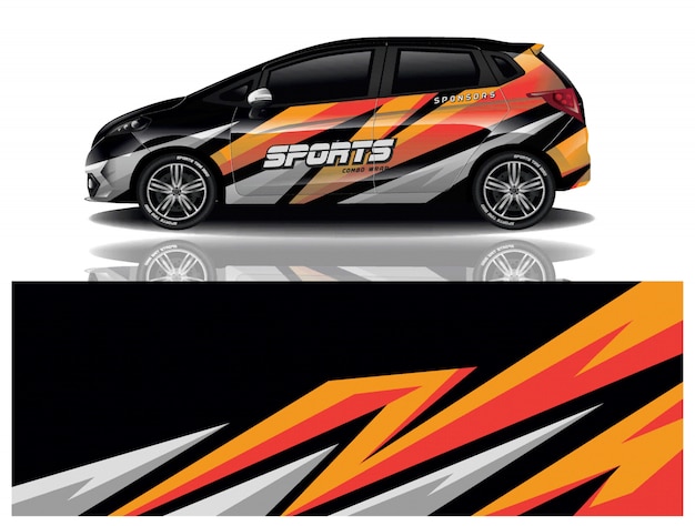 sport car decal wrap design vector