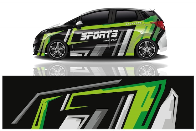 Sport car decal wrap design vector