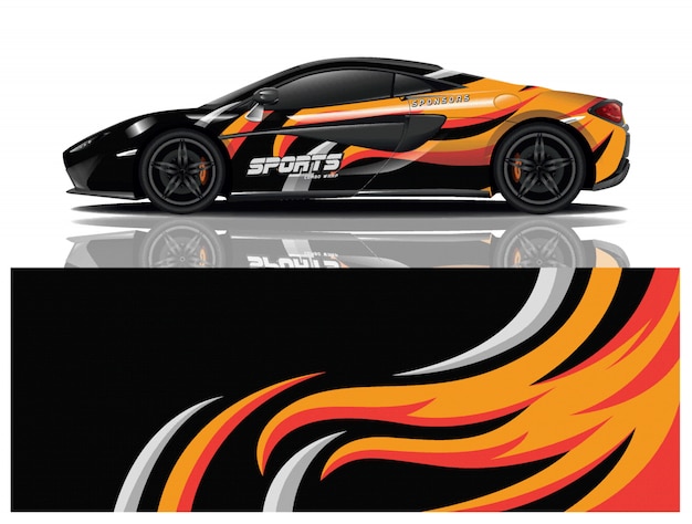 Sport car decal wrap design vector