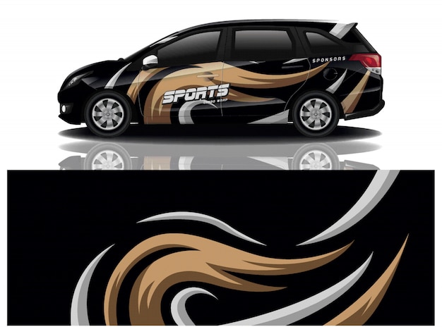 sport car decal wrap design vector