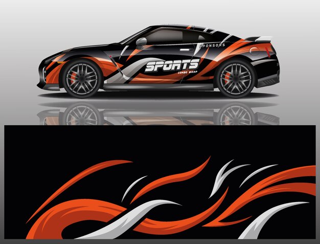 Sport car decal wrap design vector