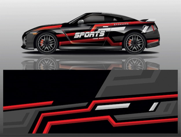 Sport car decal wrap design vector