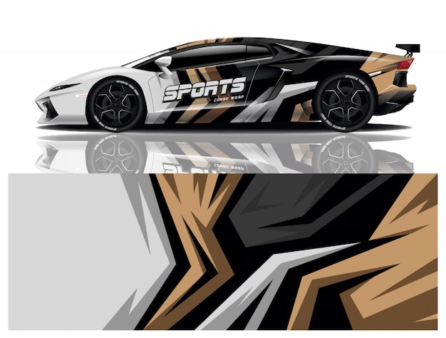 Sport car decal wrap design vector